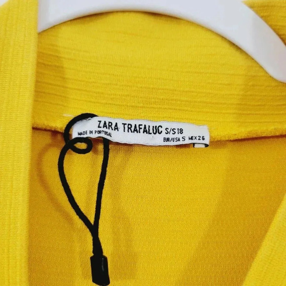 Zara S Mock Neck Solid Yellow Hi-Low Blouse Top - Picture 7 of 7